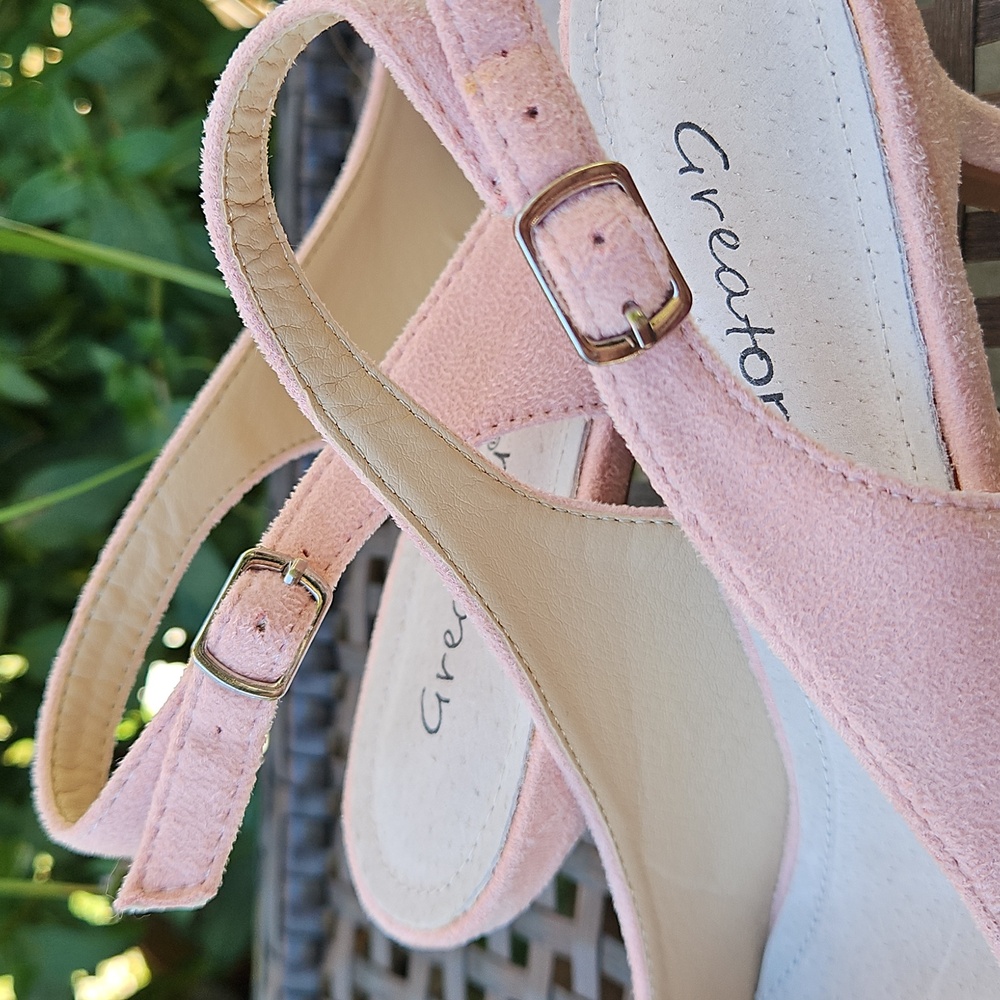 Pink Suede Slingback Heels Pumps Coquette Girly Feminine NWOT Size 9 - Picture 9 of 13
